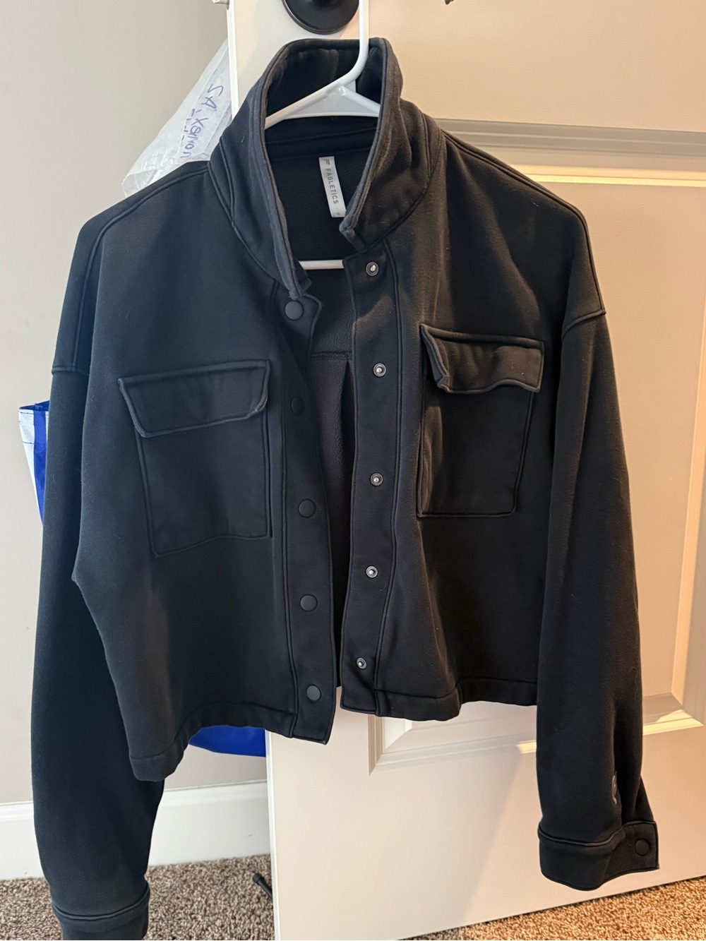 Fabletics Black Cropped Utility Jacket